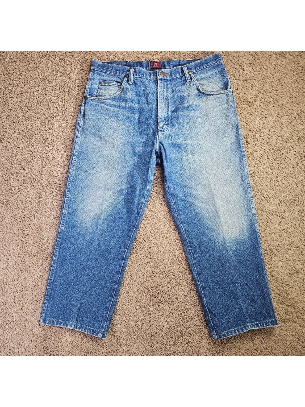 Wrangler Jeans Mens 37x26 Blue Medium Wash Straight Leg Denim Workwear